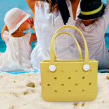 Maxbell 3xBeach Tote Bag Handbag Washable Hole Beach Handbag for Shopping Outdoor Boat Yellow