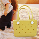 Maxbell 2xBeach Tote Bag Handbag Washable Hole Beach Handbag for Shopping Outdoor Boat Yellow