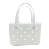Maxbell 2xBeach Tote Bag Handbag Washable Hole Beach Handbag for Shopping Outdoor Boat White