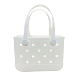 Maxbell 2xBeach Tote Bag Handbag Washable Hole Beach Handbag for Shopping Outdoor Boat White