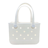 Maxbell 3xBeach Tote Bag Handbag Washable Hole Beach Handbag for Shopping Outdoor Boat White