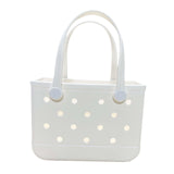 Maxbell 3xBeach Tote Bag Handbag Washable Hole Beach Handbag for Shopping Outdoor Boat White