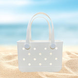 Maxbell 2xBeach Tote Bag Handbag Washable Hole Beach Handbag for Shopping Outdoor Boat White