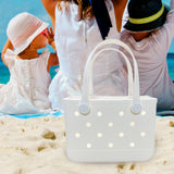 Maxbell 2xBeach Tote Bag Handbag Washable Hole Beach Handbag for Shopping Outdoor Boat White