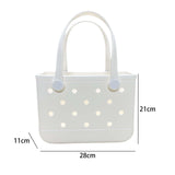Maxbell 2xBeach Tote Bag Handbag Washable Hole Beach Handbag for Shopping Outdoor Boat White
