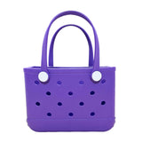 Maxbell 3xBeach Tote Bag Handbag Washable Hole Beach Handbag for Shopping Outdoor Boat Purple