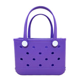 Maxbell 2xBeach Tote Bag Handbag Washable Hole Beach Handbag for Shopping Outdoor Boat Purple