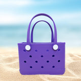 Maxbell 3xBeach Tote Bag Handbag Washable Hole Beach Handbag for Shopping Outdoor Boat Purple