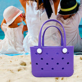 Maxbell 3xBeach Tote Bag Handbag Washable Hole Beach Handbag for Shopping Outdoor Boat Purple