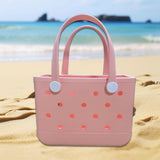Maxbell 3xBeach Hole Bag Lightweight Novelty Shoulder Bag for Travel Holidays Shopping pink
