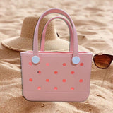 Maxbell 2xBeach Hole Bag Lightweight Novelty Shoulder Bag for Travel Holidays Shopping pink