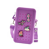Maxbell 2xHoles Shoulder Bag Practical Silicone Phone Holder Bag for Women Sport Purple