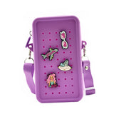 Maxbell 4xHoles Shoulder Bag Practical Silicone Phone Holder Bag for Women Sport Purple