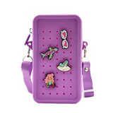 Maxbell 3xHoles Shoulder Bag Practical Silicone Phone Holder Bag for Women Sport Purple