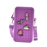 Maxbell 2xHoles Shoulder Bag Practical Silicone Phone Holder Bag for Women Sport Purple