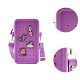 Maxbell 2xHoles Shoulder Bag Practical Silicone Phone Holder Bag for Women Sport Purple