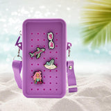Maxbell 4xHoles Shoulder Bag Practical Silicone Phone Holder Bag for Women Sport Purple