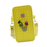 Maxbell 4xHoles Shoulder Bag Practical Silicone Phone Holder Bag for Women Sport Yellow