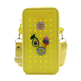 Maxbell 2xHoles Shoulder Bag Practical Silicone Phone Holder Bag for Women Sport Yellow