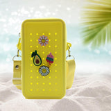 Maxbell 4xHoles Shoulder Bag Practical Silicone Phone Holder Bag for Women Sport Yellow