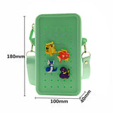 Maxbell 4xHoles Shoulder Bag Practical Silicone Phone Holder Bag for Women Sport Green