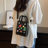 Maxbell 3xBeach Bag for Women Portable Handbag Shopping Basket for Holiday Travel Yoga Black