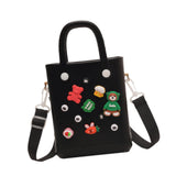 Maxbell 2xBeach Bag for Women Portable Handbag Shopping Basket for Holiday Travel Yoga Black