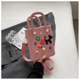 Maxbell 2xBeach Bag for Women Portable Handbag Shopping Basket for Holiday Travel Yoga Pink