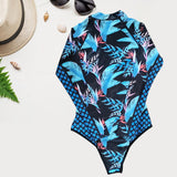 Maxbell Long Sleeve Swimsuit for Women Bathing Suit for Swimming Pool Summer Holiday L