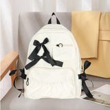 Maxbell School Backpack Fashion with Ribbin Bowknot for Teens Girls Student Backpack White