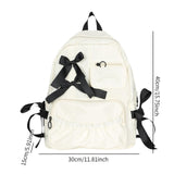 Maxbell School Backpack Fashion with Ribbin Bowknot for Teens Girls Student Backpack White