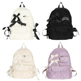 Maxbell School Backpack Fashion with Ribbin Bowknot for Teens Girls Student Backpack White