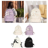 Maxbell School Backpack Fashion with Ribbin Bowknot for Teens Girls Student Backpack White