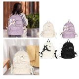 Maxbell School Backpack Fashion with Ribbin Bowknot for Teens Girls Student Backpack White