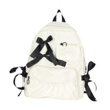 Maxbell School Backpack Fashion with Ribbin Bowknot for Teens Girls Student Backpack White