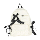 Maxbell School Backpack Fashion with Ribbin Bowknot for Teens Girls Student Backpack White