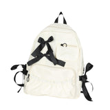 Maxbell School Backpack Fashion with Ribbin Bowknot for Teens Girls Student Backpack White