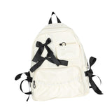 Maxbell School Backpack Fashion with Ribbin Bowknot for Teens Girls Student Backpack White