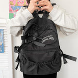Maxbell School Backpack Fashion with Ribbin Bowknot for Teens Girls Student Backpack White