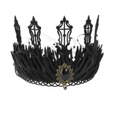 Maxbell Black Crown Hair Band Hair Accessories Felt Makeup Ball Baroque Gothic Crown