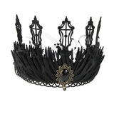 Maxbell Black Crown Hair Band Hair Accessories Felt Makeup Ball Baroque Gothic Crown