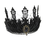 Maxbell Black Crown Hair Band Hair Accessories Felt Makeup Ball Baroque Gothic Crown