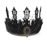 Maxbell Black Crown Hair Band Hair Accessories Felt Makeup Ball Baroque Gothic Crown