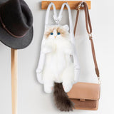 Maxbell Cute Cat Plush Backpack Adorable Soft Cartoon Backpack for Girls Child Women Without Collar