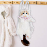 Maxbell Cute Cat Plush Backpack Adorable Soft Cartoon Backpack for Girls Child Women With Pink Collar