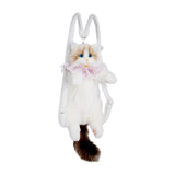 Maxbell Cute Cat Plush Backpack Adorable Soft Cartoon Backpack for Girls Child Women With Pink Collar