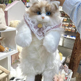 Maxbell Cute Cat Plush Backpack Adorable Soft Cartoon Backpack for Girls Child Women With Pink Collar