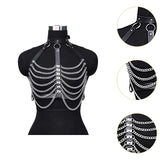 Maxbell Punk Chest Chain PU Leather for Women for Music Festival Performance Cospaly