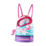 Maxbell Kids Drawstring Backpack Swimming Bag Cute Seaside Waterproof Drawstring Bag Pink Purple Unicorn