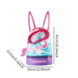 Maxbell Kids Drawstring Backpack Swimming Bag Cute Seaside Waterproof Drawstring Bag Pink Purple Unicorn